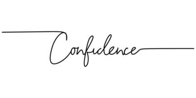 One continuous line drawing typography line art of confidence word vector