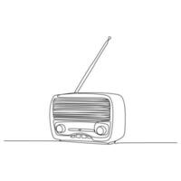 one line drawing continuous design vintage radio on white background vector