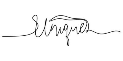 One continuous line drawing typography line art of unique word vector