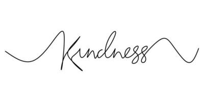 One continuous line drawing typography line art of kindness word vector
