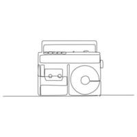 one line drawing continuous design vintage radio on white background. vector