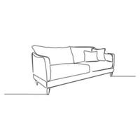 one line drawing continuous design of sofa on white background. vector