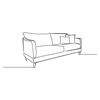 one line drawing continuous design of sofa on white background. vector