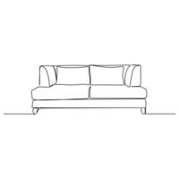 one line drawing continuous design of sofa on white background. vector