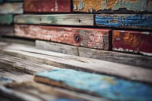 Old weathered colorful wooden panels, created with photo