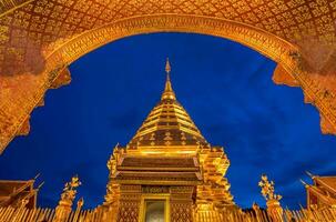 Wat Phra That Doi Suthep an iconic historical landmark in Chiang Mai the northern province of Thailand. The most popular for Buddhist people in Chiang Mai, Thailand. photo