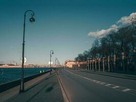 Street of the historical center of St. Petersburg. An empty city without people. City in quarantine photo