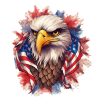 aquila con americano bandiera . ai generato png