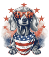 süß patriotisch Dackel Hund tragen Onkel Sam Hut uns Unabhängigkeit Tag . ai generiert png