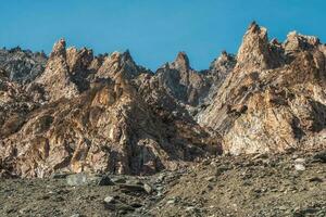 Crumbling rock. Abstract crumbling cliff rock formation. Eroding rock cliffs. photo