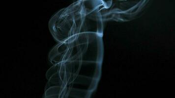 Abstract smoke rises up in beautiful swirls on black background. video