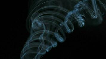 Abstract smoke rises up in beautiful swirls on black background. video