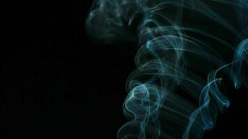 Abstract smoke rises up in beautiful swirls on black background. video