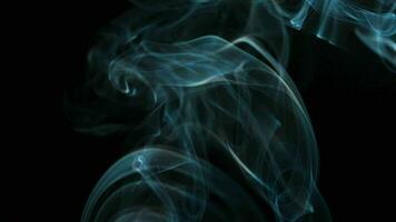 Abstract smoke rises up in beautiful swirls on black background. video