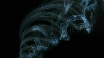 Abstract smoke rises up in beautiful swirls on black background. video