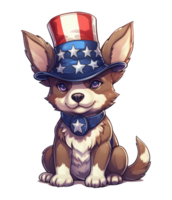 Cute Patriotic Dachshund dog Wearing Uncle Sam Hat US Independence Day . png