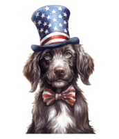 Cute Patriotic Pudelpointer dog Wearing Uncle Sam Hat US Independence Day . png