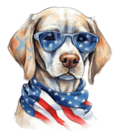 söt patriotisk hund bär farbror sam hatt oss oberoende dag . ai genererad png