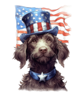 süß patriotisch Pudelzeiger Hund tragen Onkel Sam Hut uns Unabhängigkeit Tag . ai generiert png