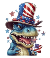 dinossauro com americano bandeira . ai gerado . ai gerado png