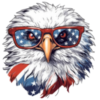 Adler tragen ein amerikanisch Flagge Kopftuch ebenfalls tragen Sonnenbrille . ai generiert png