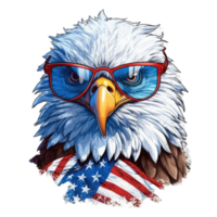 Aigle avec américain drapeau des lunettes de soleil . ai généré png