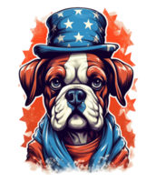 fofa patriótico boxer cachorro vestindo tio sam chapéu nos independência dia . ai gerado png