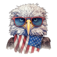 Adler mit amerikanisch Flagge Sonnenbrille . ai generiert png