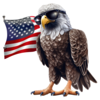 águila vistiendo Ejército atuendo con americano bandera . ai generado png