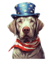 schattig patriottisch labrador retriever hond vervelend oom Sam hoed ons onafhankelijkheid dag . ai gegenereerd png