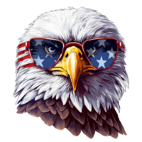 Adler tragen ein amerikanisch Flagge Kopftuch ebenfalls tragen Sonnenbrille . ai generiert png