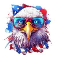 águila con americano bandera Gafas de sol . ai generado png