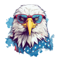 aquila con americano bandiera occhiali da sole . ai generato png