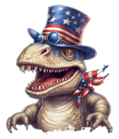 dinosaurio con americano bandera . ai generado . ai generado png