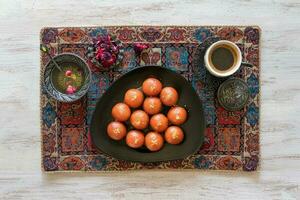 tradicional dulce gulab jamun, indio dulces foto