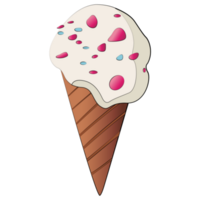 Milk ice cream cone isolated on transparent background, dessert clipart element png