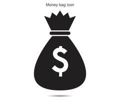 dinero bolso icono vector