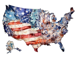 United States of America map with white, red, blue and black colour . png