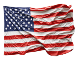 Flag of the United States of America flutters in the wind . png