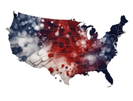 unido estados de America mapa con blanco, rojo, azul y negro color . ai generado png