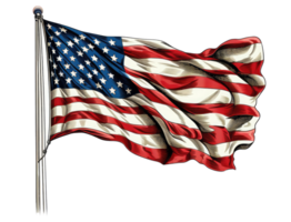 Flagge von das vereinigt Zustände von Amerika flattert im das Wind . ai generiert png