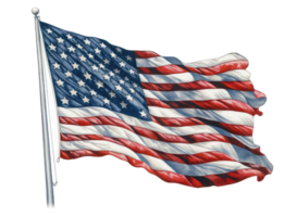 vlag van de Verenigde staten van Amerika fladdert in de wind . ai gegenereerd png