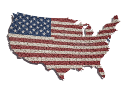 map of the United State has a large American flag . png