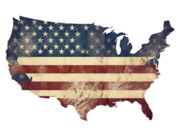 map of the United State has a large American flag . png