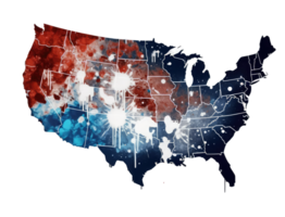 förenad stater av Amerika Karta med vit, röd, blå och svart Färg . ai genererad png