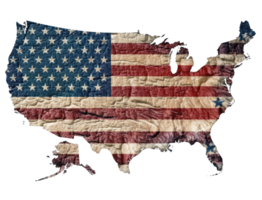 map of the United State has a large American flag . png