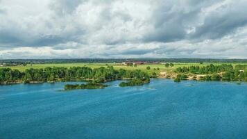 Aerial panorama of a suburban reservoir. Leningrad region. Russia photo