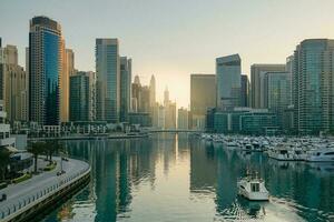 Dubai Marina early morning, Dubai city views photo