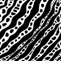 Vector psychedelic black Seamless Pattern. Spots and wavy lines. Optical illusion.