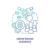 Grow brand audience blue gradient concept icon. Attract new clients. Social media advertising goal abstract idea thin line illustration. Isolated outline drawing vector